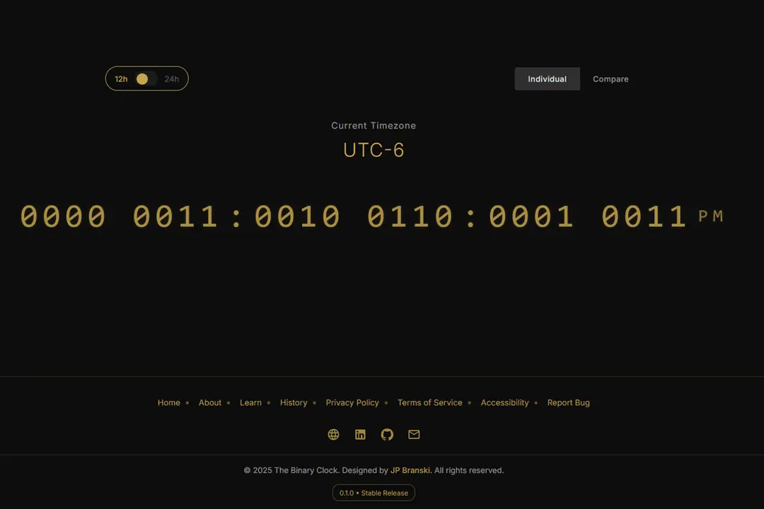 The Binary Clock screenshot 1